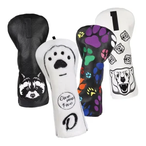 Black and White Bear Golf Driver Cover Personalized Golf Headcovers Golf Accessories