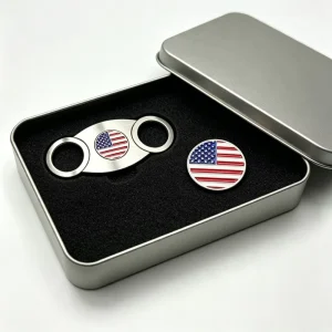 Blade Stainless Steel Custom Logo Engraved Manual Cigar Tuck Table Cutter And Lighter Scissor Golf Ball Marker