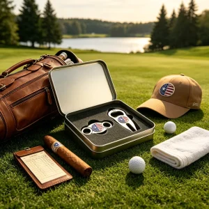 Blank Custom 6 In 1 Customizable Golf Divot Tool Ball Maker Gift Set Blank Hammered Edge Black Marker