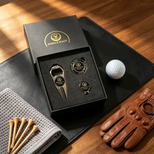 Blank Custom 6 In 1 Customizable Zinc Alloy Golf Divot Repair Tool Ball Marker Gift Set Hammered Edge Black Marker