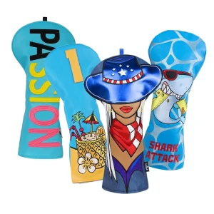 Blue Design Driver Golf Club Headcovers PU Leather Golf Head Covers Durable Golf Accessories