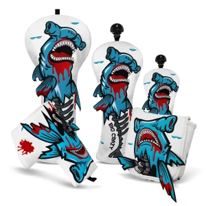 Blue Monster Fish 3D Patch Embroidery Golf Headcovers Driver Club Golf Head Covers