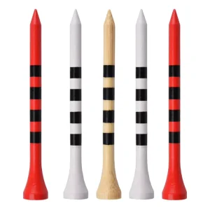Bold Stripe Silk Screen Printed Multifunction Bamboo Golf Tees Durable Custom Logo for Corporate Golf Event Gifts