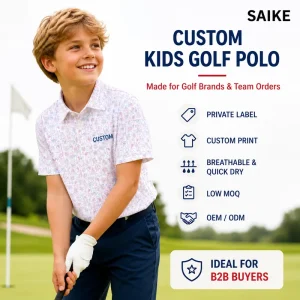 Boys Golf Polo Shirt Quick Dry Moisture Wicking Polyester Spandex Custom Golf Apparel Performance Wear Supplier