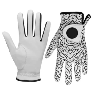 Breathable Perforated Genuine Leather Golf Gloves All Weather Soft Grip Reinforced Palm Second Skin Fit Durable