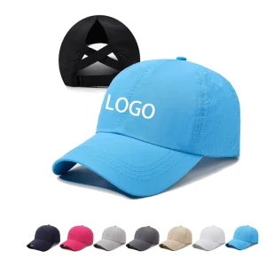 Breathable Waterproof Sublimated Printed Pony Baseball Cap with Crisscross Back Design American Style for Sports