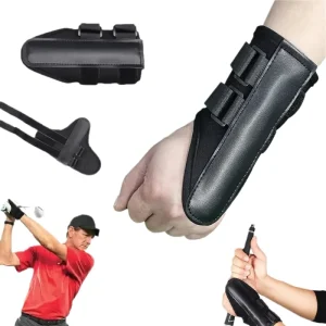 Breathable Wrist Trainer Strap Braces Golfing Gesture Training Corrector PU Black Golf Wrist Hinge Trainer Swing Trainer Aid
