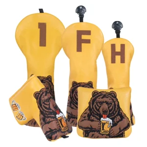 Brown Bear Golf Accessories Wood Set PU Leather Golf Club Headcovers Driver Golf Head Cover