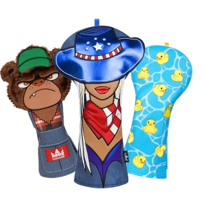 Brown Bear in Stock Golf Head Covers Premium PU Embroidery Golf Club Accessories Miss Pink Cow Golf Headcover
