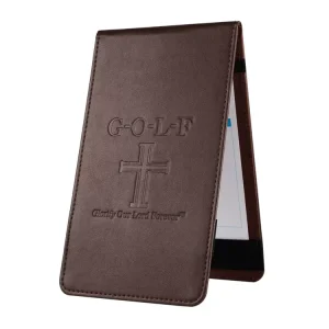 Brown PU Leather Golf Scorecard Holder and Yardage Book with Logo