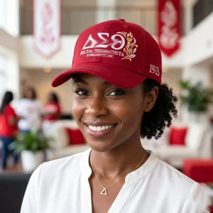 Brushed Soft Graphic Designer Trendy Greek Red and White Sorority Style Fashion Forward Baseball Cap