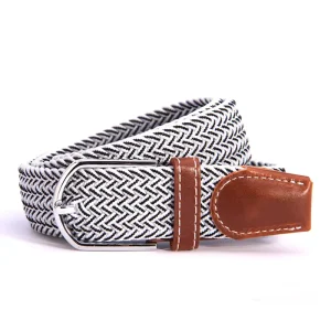 Btu1124 White Black Mix Color Fabric Belt Golf Braided Belts for Women Men