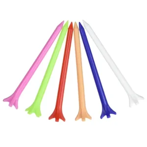 Bulk Sale Custom Logo Colorful Durable 5 Prong 70mm Plastic Golf Tees with Golf Ball Holder for Practice and Custom Packing
