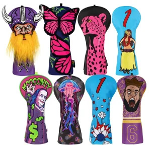 Butterfly Golf Accessories Portable Golf Driver Club Head Cover Embroidery Pink Panther Golf Headcover for Golfer