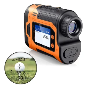 C01 Orange Plastic 1200m Golf Laser Rangefinder with 0.1M Accuracy IP65 Protection Handheld Design