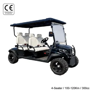 CE Certified 3 4 Seat 4 Stroke Gasoline Golf Cart with Off Road Tires 45 Km h Max Speed 90km Range for Hotel Guests