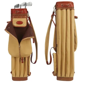 Canvas and Leather Golf Bag Club Bag Golf Range Pencil Bag with Ball Pocket