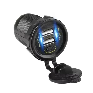 Car Charger Socket 36V-108V Waterproof USB Power Outlet With on Off Switch Dust Cover Charging Port for Electric Scooter E-bike