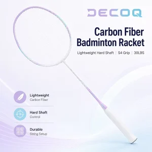 Carbon Fiber Badminton Racket Lightweight Hard Shaft Badminton Racquet S4 Grip 30LBS Durable String OEM