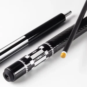 Carbon Fiber Billiard Pool Cue Designed for Low Deflection Featuring 11.8mm Wear Resistant Shaft for Pros