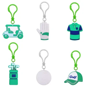 Cartoon Golf PVC Carabiner Key Chains Promotional Charms for Gift Durable Soft Bag Decoration Waterproof UV Printed