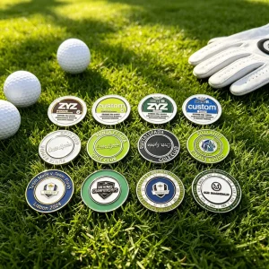 Casino Poker Chip Blank White Accessory Metal Magnetic Custom Printed Golf Ball Marker Magnetic Hat Clip Holder Line Drawing Tool