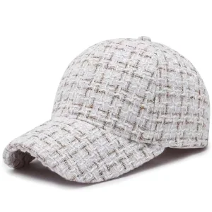 Casual British Tweed Check Baseball Cap Painter Hat Vintage Fashion Soft Structured Adjustable Cap for Spring Autumn Winter Wear