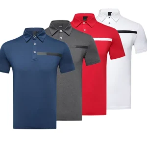Casual Men’s Spandex Polyester Digital Printed Breathable Quick Dry Golf Shirt