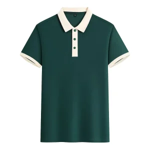 Casual Sports Polo Shirt Men’s Cotton Poly Blend Color Block Golf Apparel for Daily Wear and Golf Training