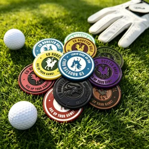Challenge Coin Customizable Metal 3d Hair tie Bracelet With Chinese new Year Golf Ball Marker Template Alignment Tool 25mm