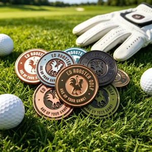 Chinese new Year Gold Golf Divot Ball Marker Necklace With Custom Design Wood moq 100