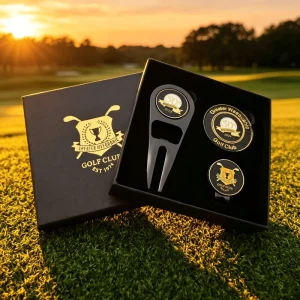 Classic Customized Manufacturing Zinc Alloy Gold Supplier Round Metal Single Divot Tools Set
