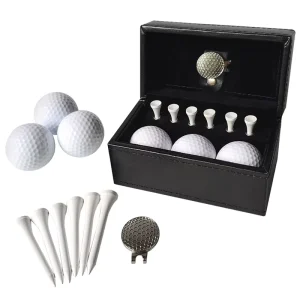 Classic Golf Leather Gift Accessories Box Set Customization Golf Cap Clips White Balls Tees