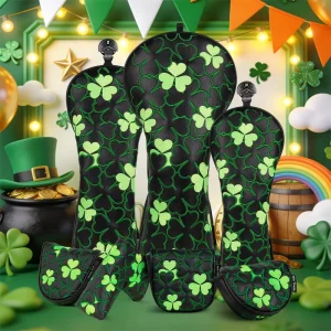 Clover Golf Driver Headcover, Embroidery, PU Leather