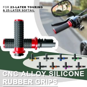 Club Style Performance Bagger MX Style Silicone Rubber Grips with CNC Alloy Throttle by Wire TBW Touring Softail