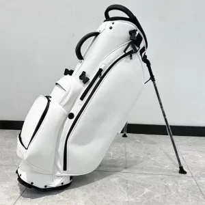 Waterproof Custom White PU Leather Golf Stand Bag with Easy Release Strap System for Professional Courses