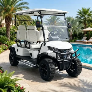 Color Match 4 Seater Electric Golf Cart 72V Lithium DOT Certified with Added Rear Cargo Box Space for US Fleet Use