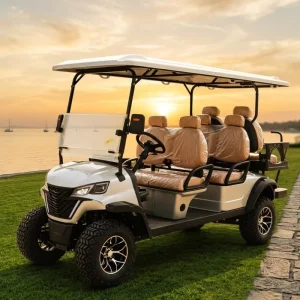 Commercial Grade Low Speed 48V Electric Golf Cart 3 4 Seater 50 70km Range for Resort Hotel Sightseeing
