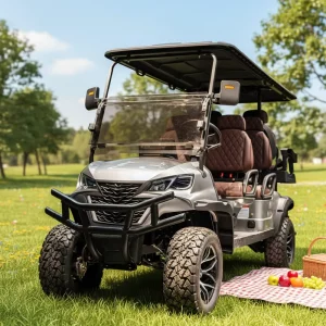 Compact 6 Seater Electric Golf Cart with LED Lights 48V Battery Small Turning Radius Easy to Park Daily Transport