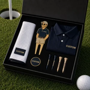Complete Custom Golf Gift Set Polo Shirt Golf Tees Ball Marker Divot Tool Premium Golf Accessories Gift Set