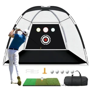 Complete Golf Practice Kit with Hitting Mat Balls Tee