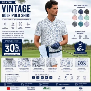 Cool Navy Big and Tall Promotional Vintage Uv Protection Printing Clothes Designer Sport Golf Polo Shirt