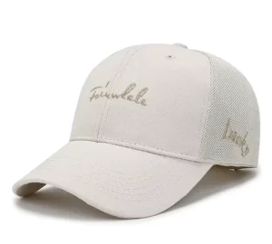 Cotton Semi mesh Baseball Cap with Embroidered Logo Soft Baseball Casual Hat