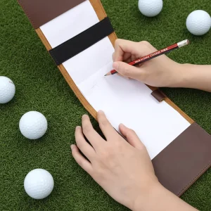 Cowhide Professional Golf Yardage Book Holder Golf Scorecard Book Cover Pen Holder Golf Score Book Golf Sports Accessories