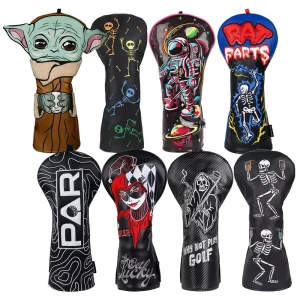 Crazy Skull Golf Head Covers Plush PU Leather Driver Golf Headcover