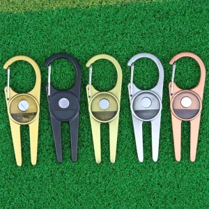 Creative Carabiner Hook Design Divot Tool Ball Marker Holder Golf Divot Repair Tool Golf Divot Tools