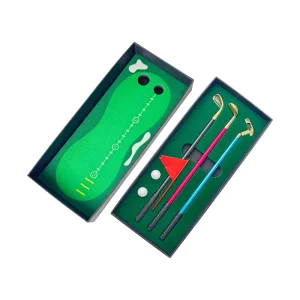 Creative Christmas Golf Theme Mini Club Ballpoint Pen and Mini Golf Course Promotion Gift Set