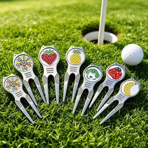 Creative Metal Golf Divot Repair Tools Customizable Blank Pattern Pitchforks Practical Golf Accessories for Course Maintenance