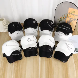 Cross-border 5-Panel Baseball Cap 100% Cotton Sporty Image Adjustable Unisex Fashion Design Pure Manual Operation Creative Hat