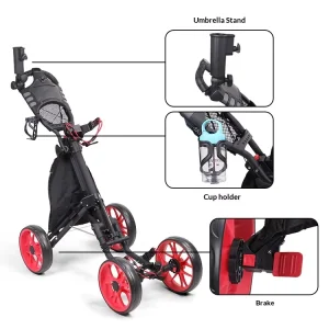 Cross-border Foldable 4-wheel Golf Trolley with Capacity Model for Golf Course Supplies